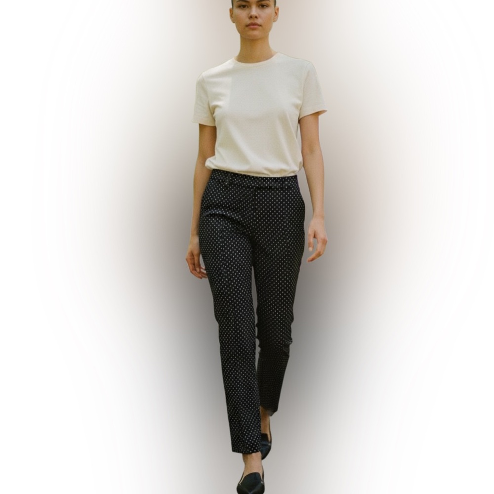 Akris Punto Black Micro Polka Dot Cropped Pants - Picture 4 of 13